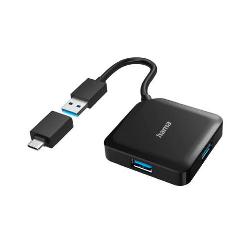 Hama 00200116 interface hub USB 3.2 Gen 1 (3.1 Gen 1) Type-A + Type-C 5000 Mbit/s Black