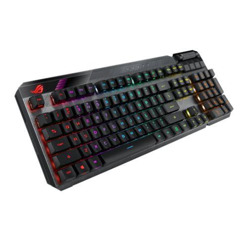 Asus ROG CLAYMORE II RGB Mechanical Gaming Keyboard w/ PBT Keycaps Wired/Wireless RX Red Mechanical Switches Fully Programmable Keys Detachable Numpad & Wrist Rest