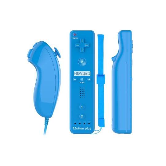 (LIGHT BLUE) Wii / Wii U Remote + Nunchuck With Motion Plus