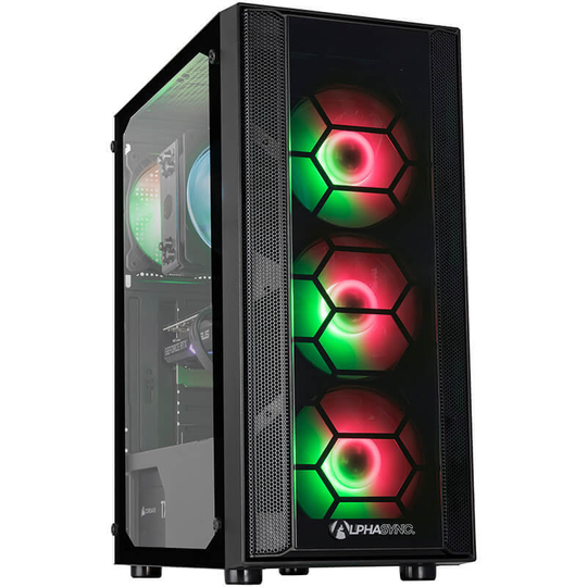 AlphaSync Pba Onyx 3060Ti Gaming Pc, Amd Ryzen 5 5600X, 16GB Ram, 1TB NVMe M.2 Ssd, Nvidia GeForce Rtx 3060 Ti, Wifi, no Operating System