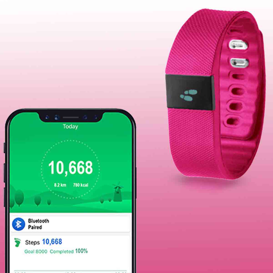 Bas-tek Classic Fitness Bluetooth Oled Display Sports Activity Bracelet - Pink