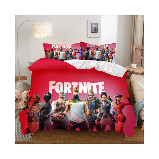 (01, Double) Fortnite Bedding Single Double Duvet Cover Pillow Cases Set