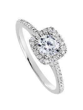Created Brilliance Cynthia Created Brillianceâ„¢ 9ct White Gold 0.70ct Lab Grown Halo Diamond Engagement Ring, White Gold, Size K, Women