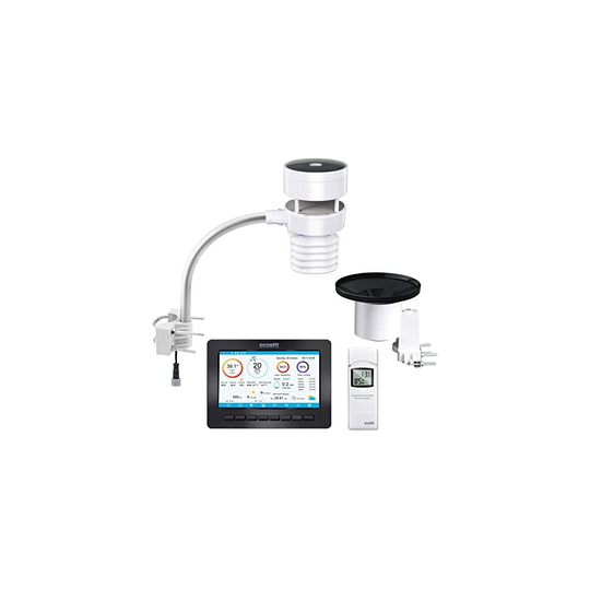 ECOWITT Wireless Weather Stations, Large Display Wi-Fi Outdoor Weather Station with Ultrasonic Anemometer Sensor Package and Self-Emptying R