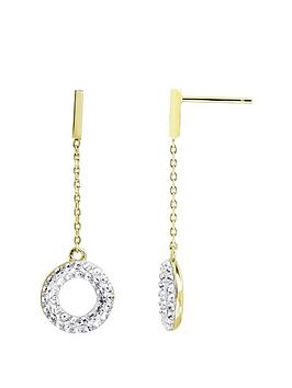 Evoke 9Ct Gold Plated Sterling Silver Crystal Bar Halo Drop Earrings