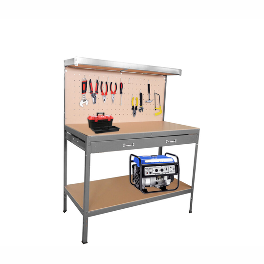 (GREY) Neo Workbench with Heavy-Duty Steel Pegboard