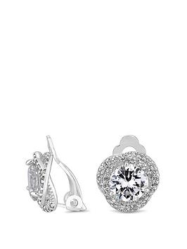 Jon Richard SILVER PAVE CROSSOVER HALO WITH CENTRE STONE CLIP, Silver, Women