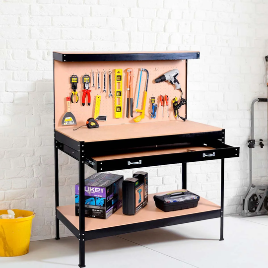 Neo Black Workbench With Heavy-duty Steel Pegboard