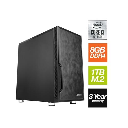 Intel i3-10100 Quad Core 8 Threads 3.60GHz (4.30GHz Boost) CPU 8GB DDR4 RAM 1TB NVMe M.2 Antec VSK Chassis - Pre-Built PC