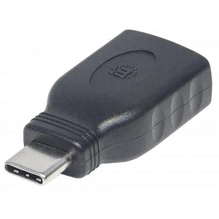 Manhattan USB-C to USB-A Adapter Male to Female 5 Gbps (USB 3.2 Gen1 aka USB 3.0) Equivalent to USB31CAADG SuperSpeed USB Black Lifetime Warranty Polybag