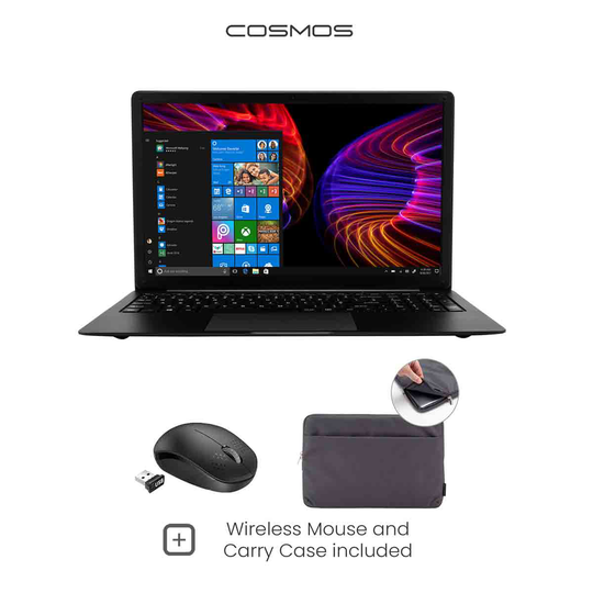 Cosmos Pyxis 15.6 Inch Windows 11 Pro Laptop Bundle Black
