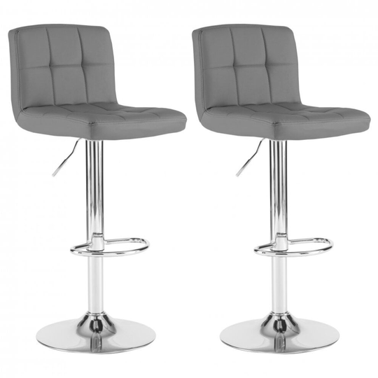 Neo 2x Dark Grey Faux Leather Cuban Swivel Bar Stools