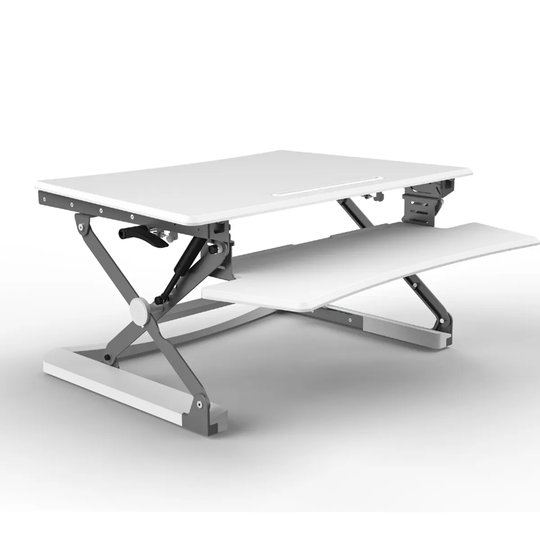 Core Products Naxos Small Sit-Stand Workstation with Keyboard Tray - White
