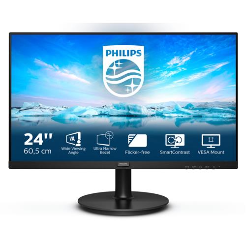 Philips V Line 241V8LA computer monitor 60.5 cm (23.8") 1920 x 1080 pixels Full HD Black