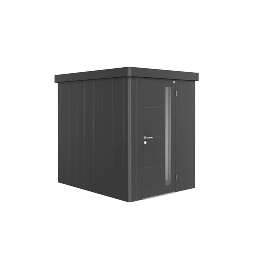 Biohort Neo 2A Metal Garden Shed Standard Door In Metallic Dark Grey