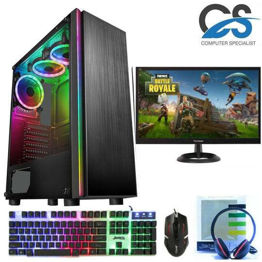 Fast Gaming PC Bundle Intel Quad Core i5 16GB 2TB 4GB GTX1050Ti W10