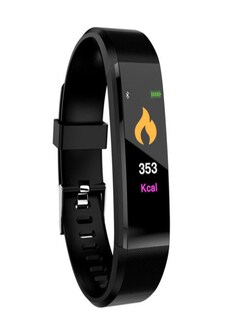 Waterproof Bluetooth Smart Watch - Heart Rate Blood Pressure Monitor Fitness Tracker Bracelet in Black