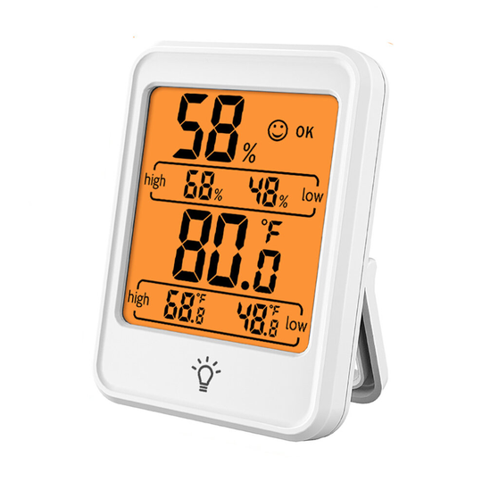 (white with backlight) Digital Thermometer Hygrometer Humidity Gauge Indoor Room Temperature and Humidity Monitor with Backlight for Home Office