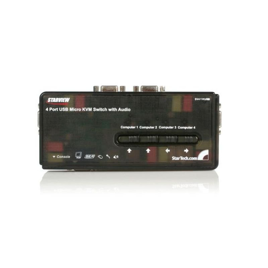 StarTech.com 4 Port Black USB KVM Switch Kit with Cables and Audio - desktop KVM Switch - VGA KVM Switch - USB KVM Switch 4 Port