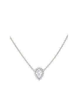 The Love Silver Collection Diamonfire Teardrop Halo Necklace, Silver, Women