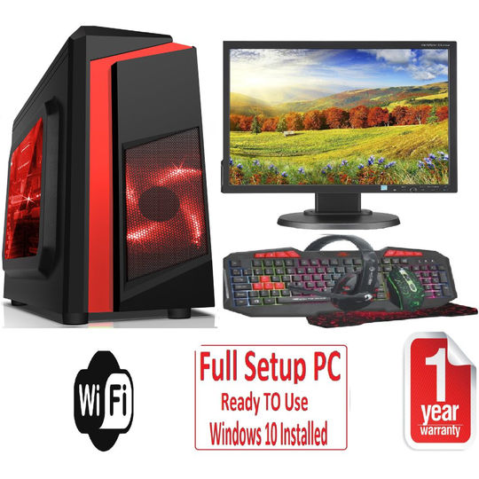 Fast Gaming PC Bundle - i5 16GB RAM 1TB GT710 2GB - WiFi - WARRANTY - F3 RED