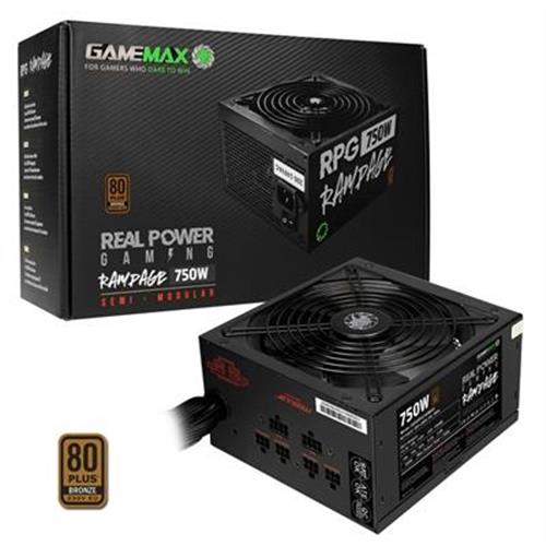 GAMEMAX RPG Rampage 750W PSU 140mm Ultra Silent Fan 80 PLUS Bronze Semi Modular Flat Black Cables Japanese TK Main Capacitor Fitted