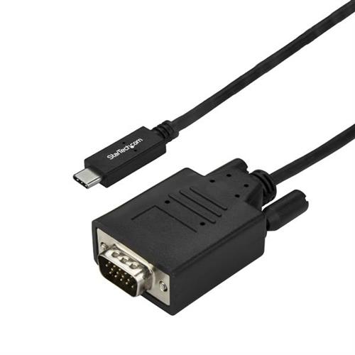 StarTech.com 10ft/3m USB C to VGA Cable - 1920x1200/1080p USB Type C to VGA Video Adapter Cable - Thunderbolt 3 Compatible - Laptop to VGA Monitor/Projector - DP Alt Mode HBR2 - Black