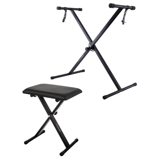 (Single Brace Stand + Chair) Piano Keyboard Stand & Chair Stool