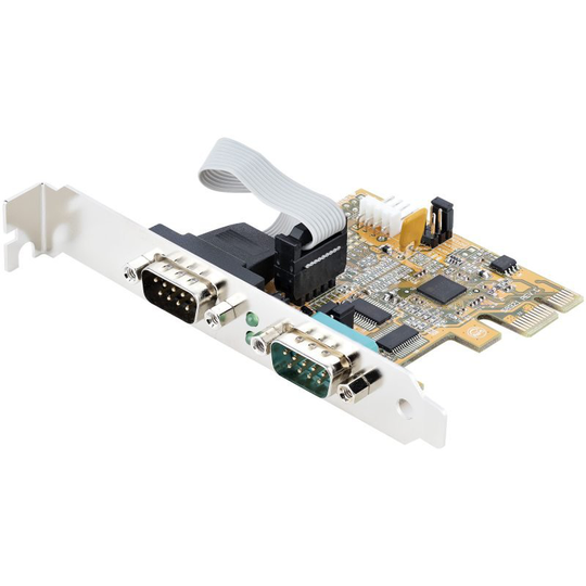 Startech 2-Port PCI Express Serial Card, Dual Port PCIe to RS232 (DB9) Serial Card, 16C1050 UART, Standard or Low Profile Brackets, COM Retention, For