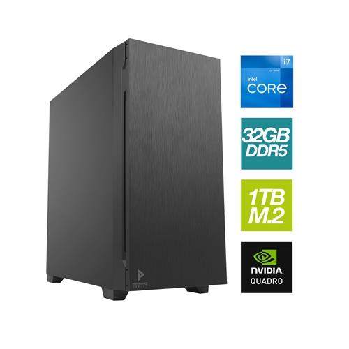 CAD Intel i7-12700 12 Core 20 Thread 2.1GHz (4.9GHz Boost) - 32GB Kingston DDR5 RAM 1TB M.2 NVMe + 2TB HDD PNY T1000 Quadro Card w Windows 10 Pro - Prebuilt System