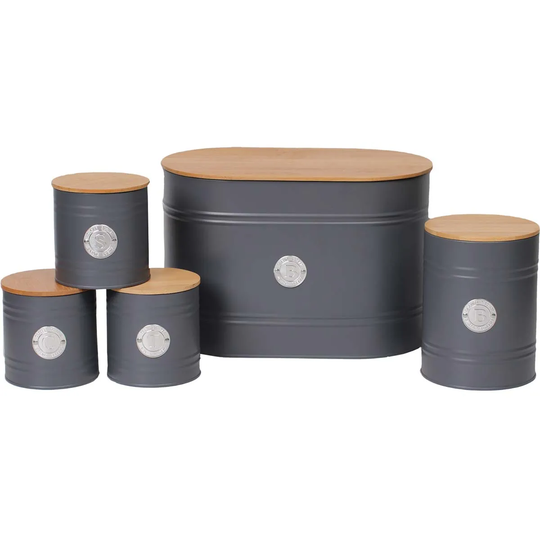 Neo Direct Grey Scandi 5 Piece Kitchen Canister Set