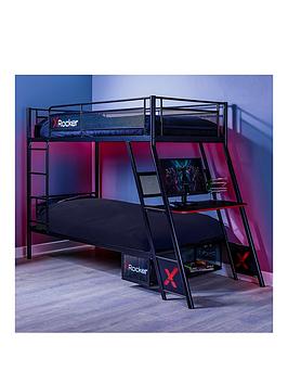 X Rocker Armada Dual Bunk Bed With Gaming Desk, Black