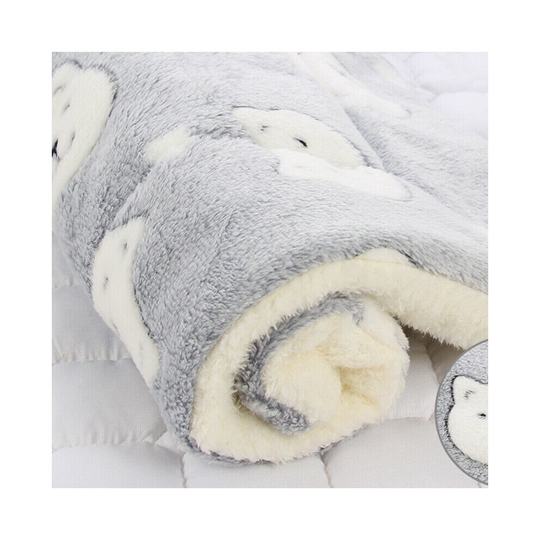 (Grey Bear, 61*41cm) Puppy Pet Cat Dog Home Blanket Bed Mattress Kennel Washable Soft Crate Mat Warm