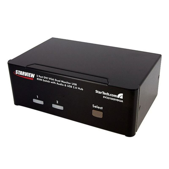StarTech.com 2 Port KVM Switch DVI and VGA - with Audio and USB 2.0 Hub