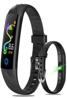 IP68 Waterproof Smart Watch with Fitness Tracker blood pressure heart rate monitor - Black