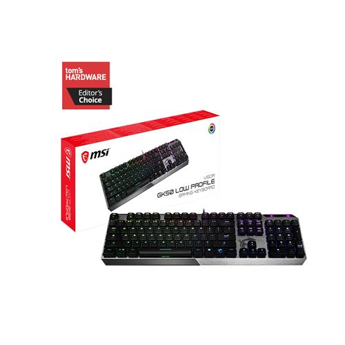 MSI VIGOR GK50 LOW PROFILE Mechanical Gaming Keyboard 'UK-Layout KAILH Low-Profile Switches Multi-Layer RGB LED Backlit Tactile Floating Key Design'