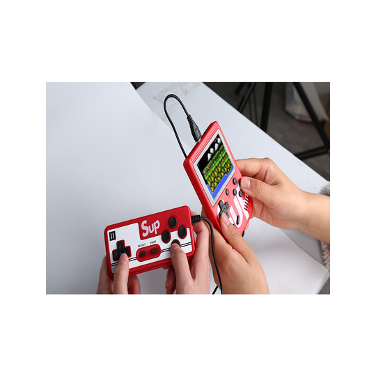 (Red) Classic Games Handheld Retro Video Game Console with Handle Kids Gifts