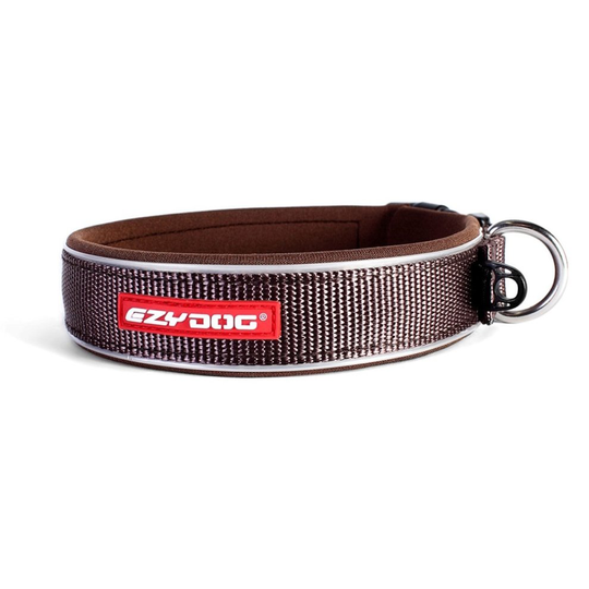 (CHOCOLATE, MEDIUM) EzyDog Neo Classic Dog Collar | Neoprene Dog Collar