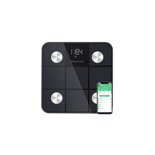 Body Weight Scale Digital Bathroom Scale Smart BMI Body Fat Scale with Smartphone App sync with Bluetooth, LED Display, 396 lbs - Black