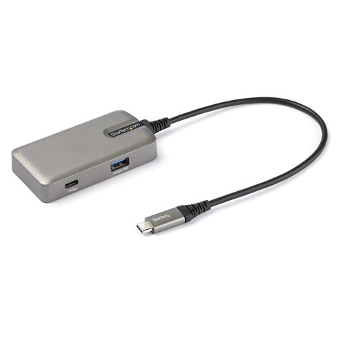 StarTech.com USB C Multiport Adapter - USB-C to 4K 60Hz HDMI 2.0 100W Power Delivery Pass-through - 3-Port 10Gbps USB Hub - Portable USB Type-C Mini Docking Station - 10" (25cm) Cable