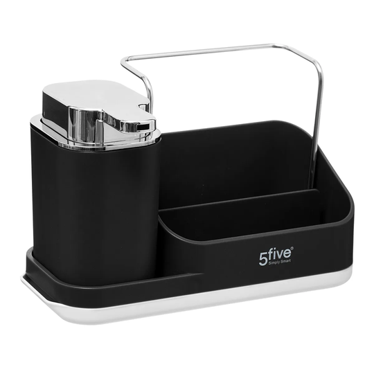 5Five Neo Sink Caddy With Soap Dispenser - Black