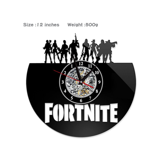 (With LED, 2) Fortress Night FORTNITE Vinyl Record Creative Simple Modern Wall Clock
