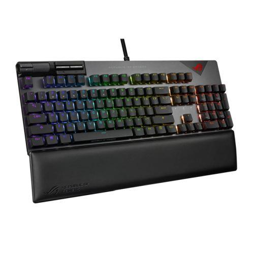 Asus ROG STRIX FLARE II RGB Mechanical Gaming Keyboard w/ PBT Keycaps USB ROG NX Red Switches Detachable Wrist Rest
