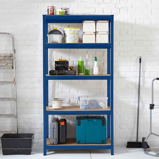 Neo 5 Tier Blue Large Steel Garage Shelving Racking Unit Storage Racks