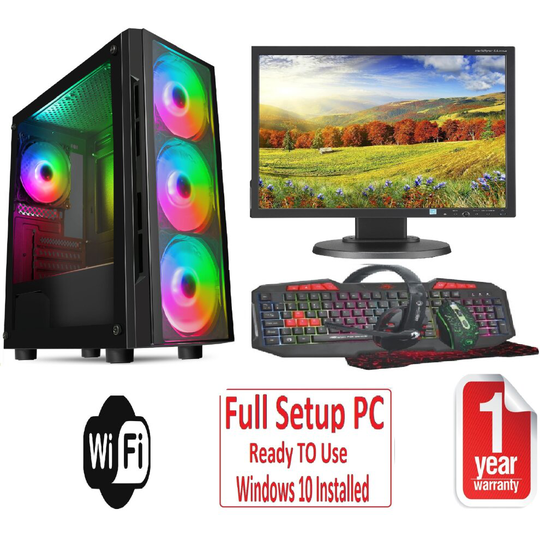 Fast Gaming PC Bundle Intel QuadCore i5 16GB 1TB Windows 10 2GB GT710 Flash