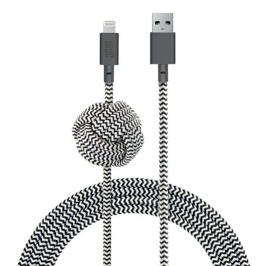 Native Union NIGHT Cable - 10ft Ultra-Strong Reinforced [Apple MFi Certified] Lightning to USB Charging Cable with Weighted Knot for iPhone/iPad...