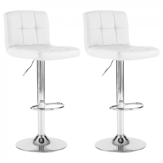 Neo 2x Cream Faux Leather Cuban Swivel Bar Stools