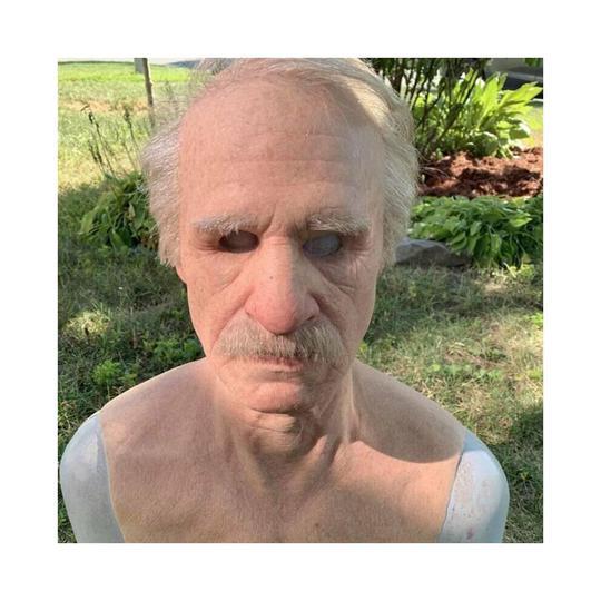 (C) Halloween Cosplay Bald Old Man Latex Full Face Masks Scary Facepiece Party Artificial Head Cover