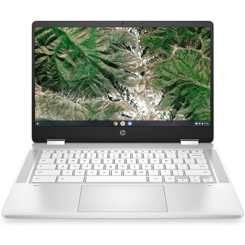 HP Chromebook x360 14a-ca0008na N4020 35.6 cm (14") Touchscreen Full HD Intel Celeron 4 GB LPDDR4-SDRAM 64 GB eMMC Wi-Fi 5 (802.11ac) ChromeOS Silver White