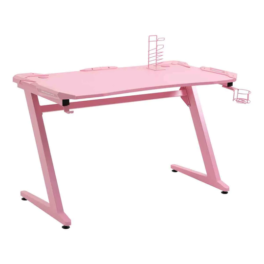 HOMCOM Gaming Desk with Gamepad Holder Cup Holder Headphone Hook Home Office Pink